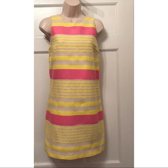 LOFT Dresses & Skirts - LOFT Sleeveless Stripe Shift Dress in Pink and Yellow